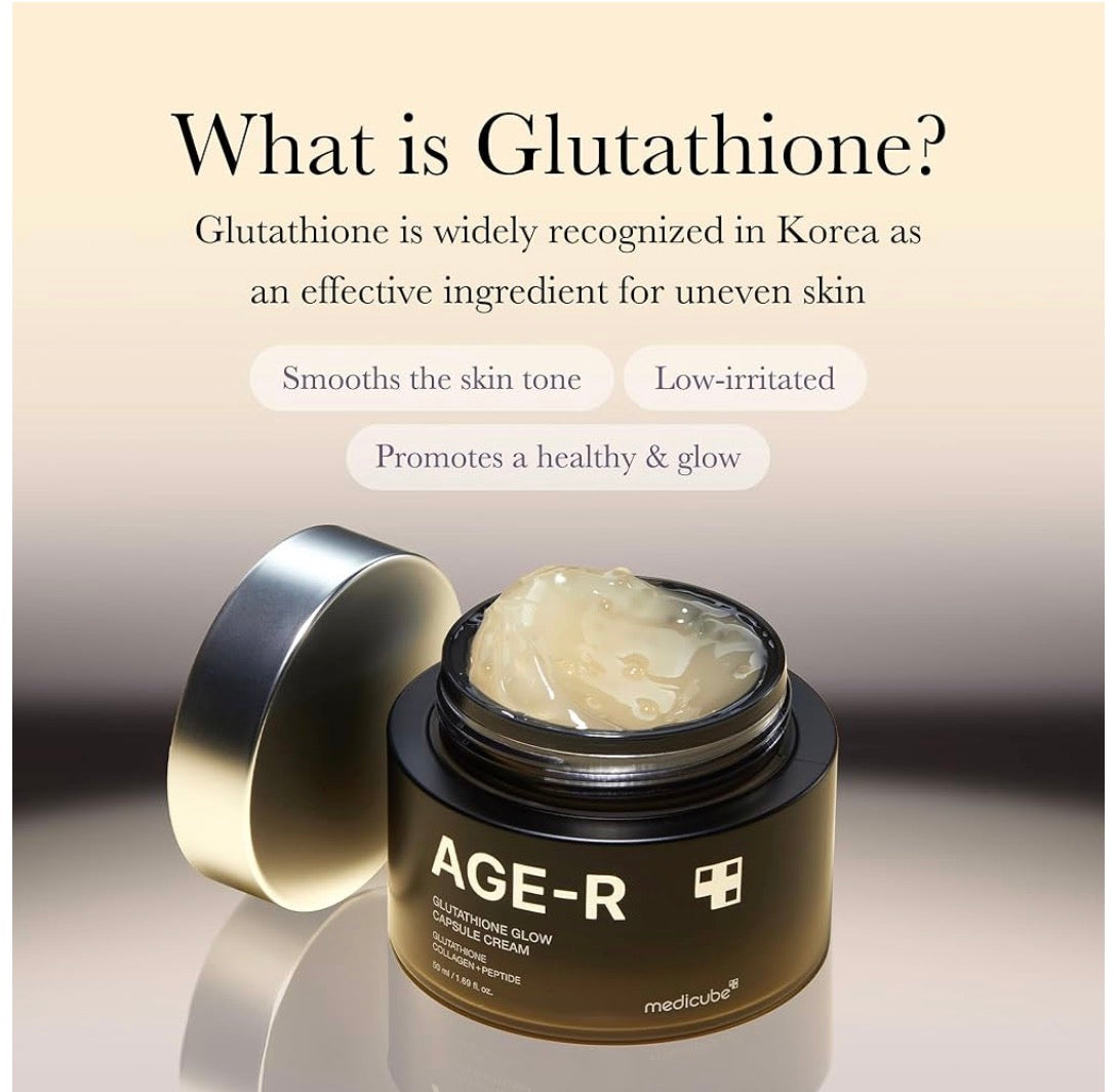 Medicube AGE-R Glutathione Glow Capsule Facial Cream - Instant Lifting Moisturizer - Collagen Peptide For Hydrating Glow Cream