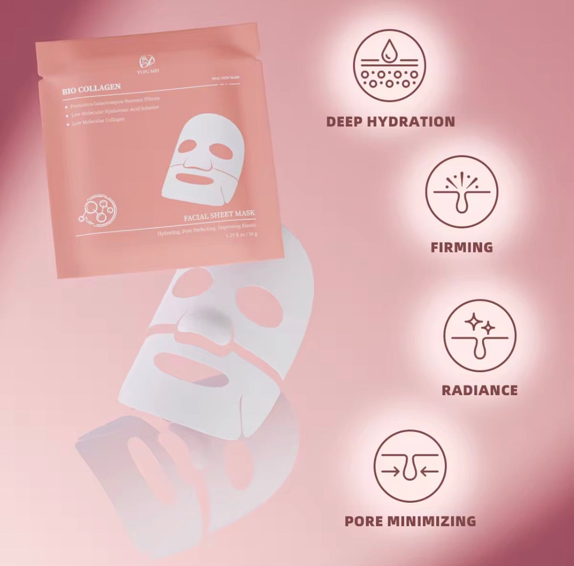 Hydrolyzed Collagen Korean Glass Skin Sheet Mask