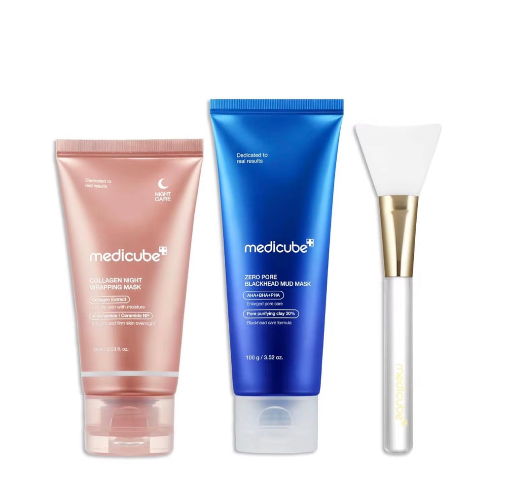 Medicube Pore & Collagen Care Mask Set - Blackhead Care • Pore Refining • Collagen Firming • Overnight Hydration