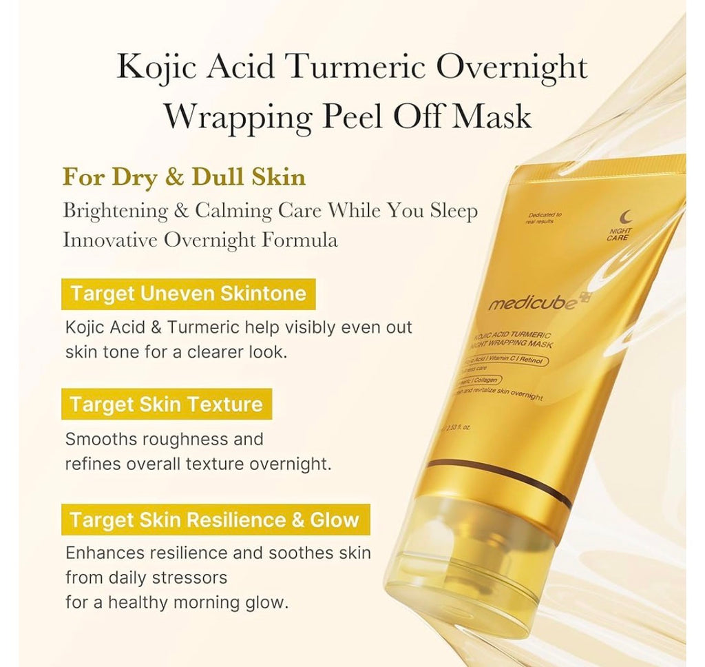 Medicube Kojic Acid Turmeric Overnight Peel-Off Mask – Brightening & Glow Care