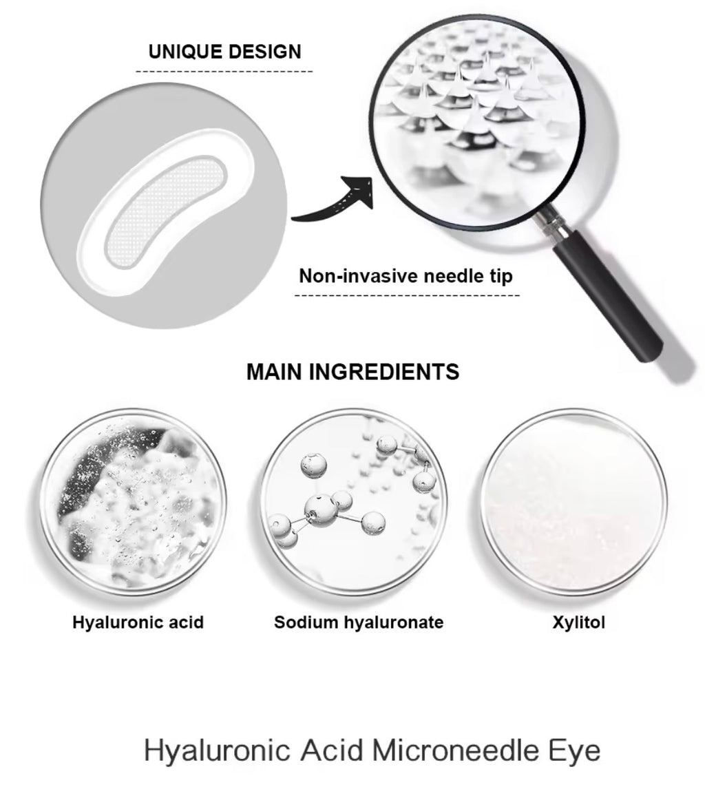 Hyaluronic Acid & Peptides Microneedle Eye & Face Patches – Micro-Crystal Anti-Wrinkle Treat