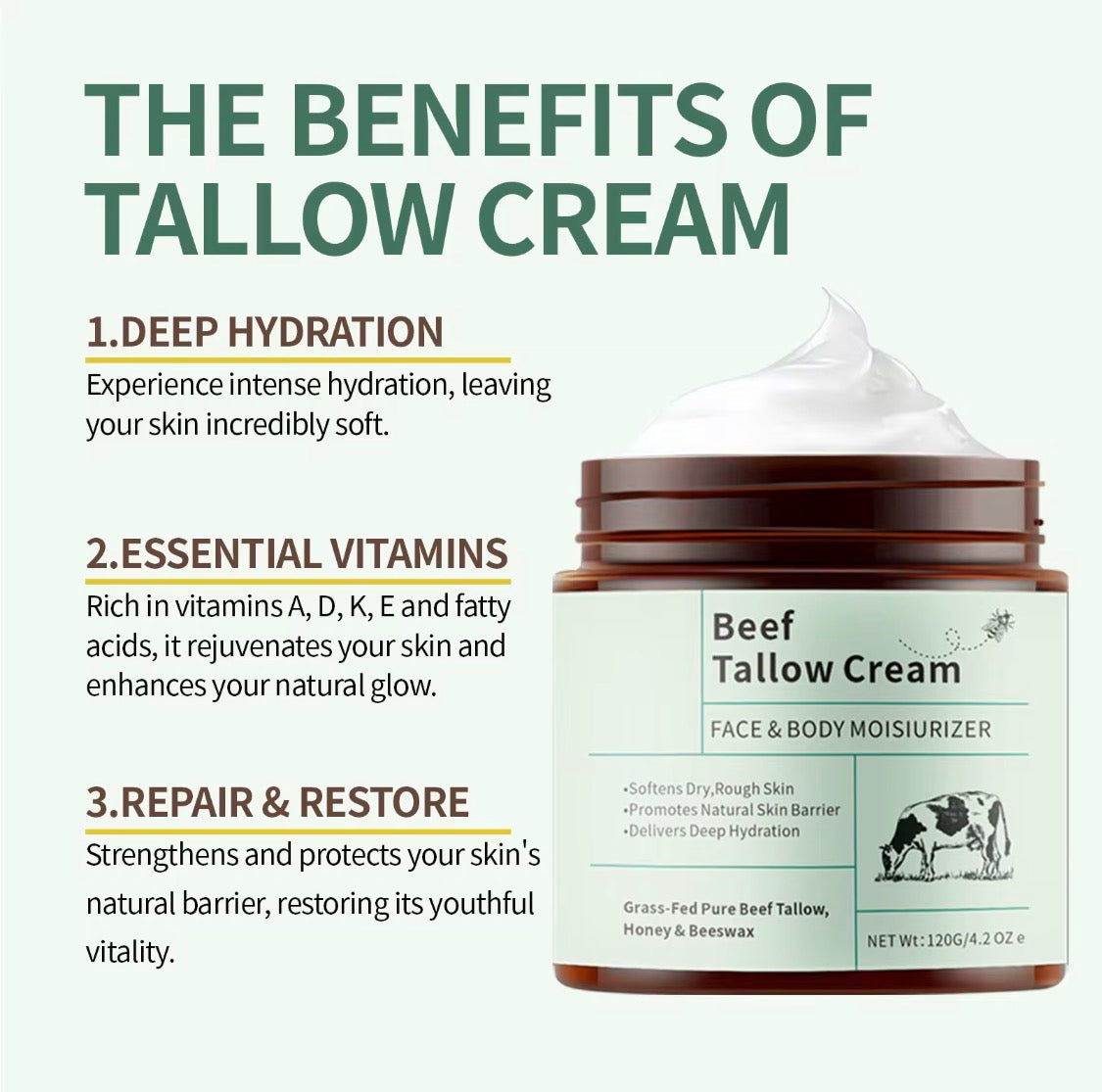 Beef Tallow Cream – 4 oz (113 g)