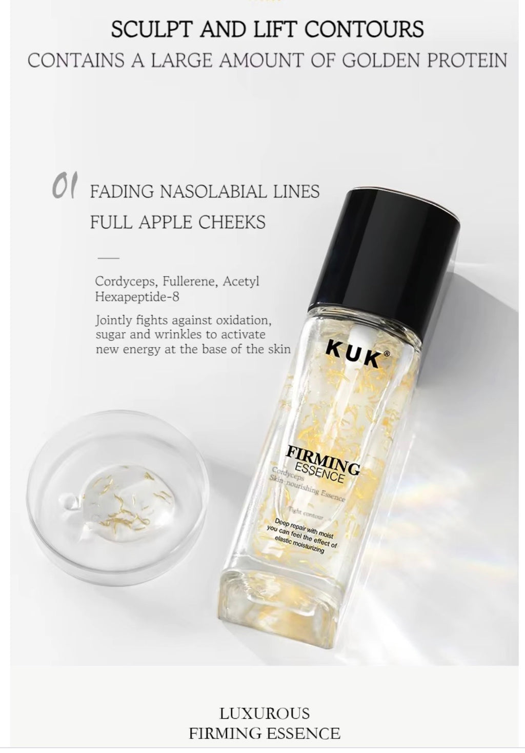 KUK Cordyceps Peptide Facial Serum – Firming, Hydration, Anti‑Wrinkle & Revitalizing Skin Booster (30 ml)