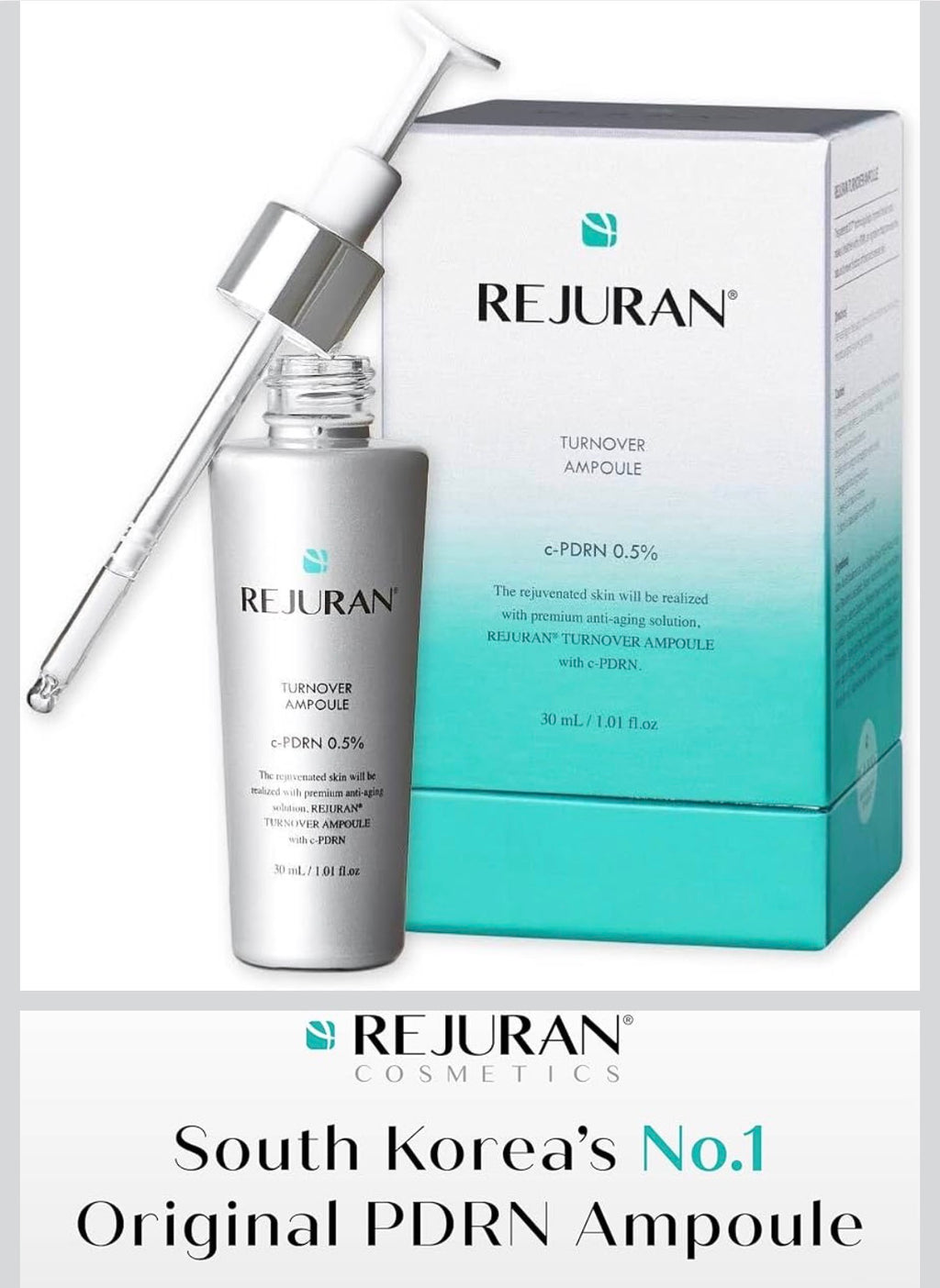 REJURAN® Turnover Ampoule, c‑PDRN® Original Salmon DNA PDRN - Face Serum for Rejuvenation, Firming, Hydration &amp; Youthful Glow